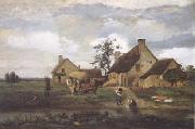 Jean Baptiste Camille  Corot Ferme a Recouvriere (mk11) oil painting picture wholesale